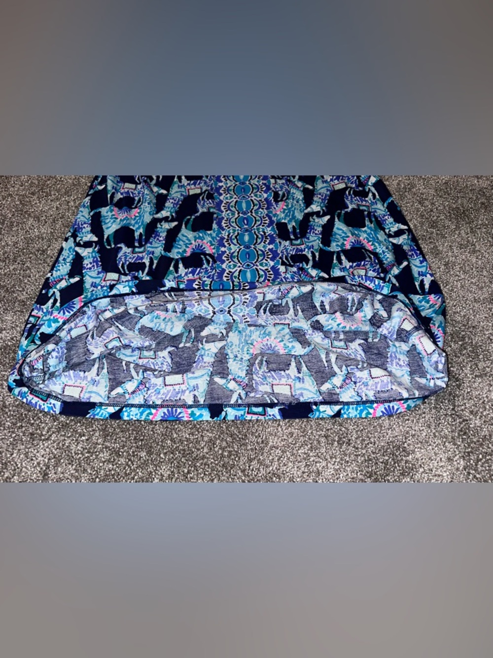 NWOT Lilly Pulitzer, Alpaca Print Pima Cotton Dress, Blue, Size Large (L) - Picture 9 of 12